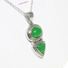 Load image into Gallery viewer, Solid Sterling Silver 925 Oval &amp; Triangle Green Jade Pendant