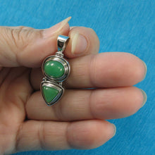 Load image into Gallery viewer, Solid Sterling Silver 925 Oval &amp; Triangle Green Jade Pendant
