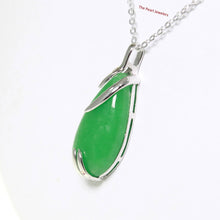 Load image into Gallery viewer, Solid Sterling Silver 925 Green Jade Raindrop Pendant