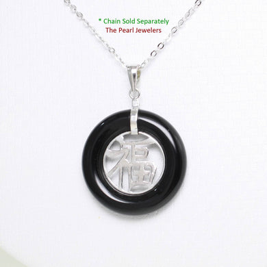 Sterling Silver Good Fortunes Black Onyx Pendant