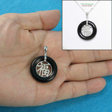 Load image into Gallery viewer, Sterling Silver Good Fortunes Black Onyx Pendant