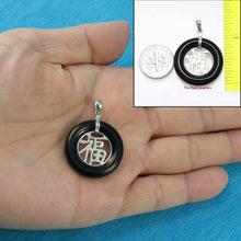 Load image into Gallery viewer, Sterling Silver Good Fortunes Black Onyx Pendant
