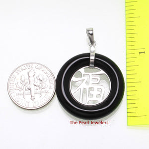 Sterling Silver Good Fortunes Black Onyx Pendant