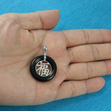 Load image into Gallery viewer, Sterling Silver Good Fortunes Black Onyx Pendant