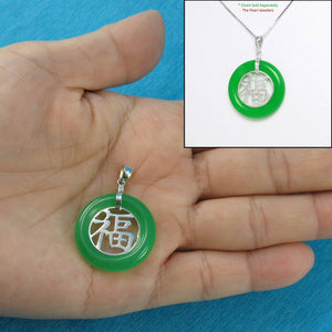 Sterling Silver Good Fortunes Jade Pendant