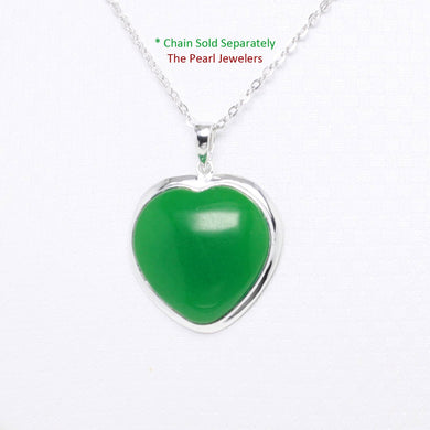 Sterling Silver Heart Green Jade Pendant