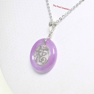 Sterling Silver Good Fortunes Lavender Jade Pendant
