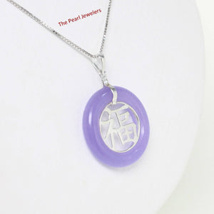 Sterling Silver Good Fortunes Lavender Jade Pendant