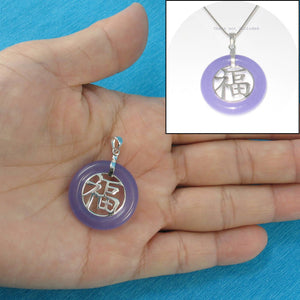 Sterling Silver Good Fortunes Lavender Jade Pendant