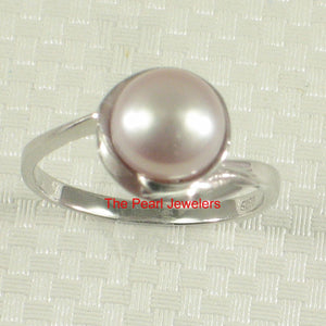 Solid Sterling Silver .925 Natural Lavender-Pink Freshwater Cultured Pearl Solitaire Ring