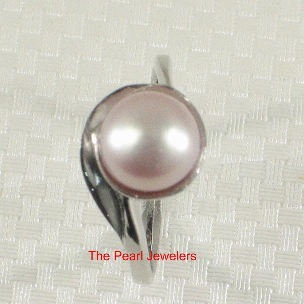 Solid Sterling Silver .925 Natural Lavender-Pink Freshwater Cultured Pearl Solitaire Ring