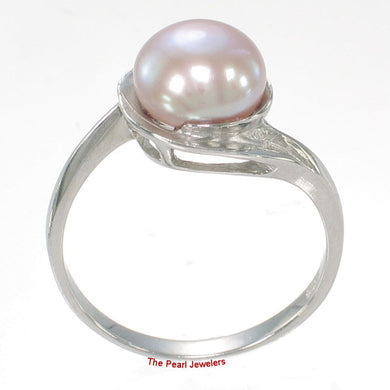 Solid Sterling Silver .925 Natural Lavender-Pink Freshwater Cultured Pearl Solitaire Ring