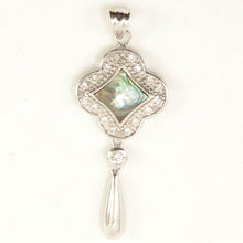 Load image into Gallery viewer, Sterling Silver Mother of Pearl &amp; Cubic Zirconia Pendant
