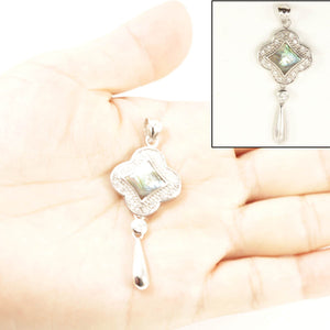 Sterling Silver Mother of Pearl & Cubic Zirconia Pendant