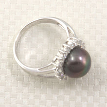Load image into Gallery viewer, Solid Sterling Silver .925 Cultured Pearl &amp; Cubic Zirconia Cluster Ring