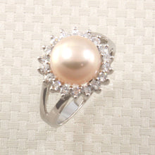Load image into Gallery viewer, Solid Sterling Silver .925 Cultured Pearl &amp; Cubic Zirconia Cluster Ring
