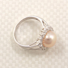 Load image into Gallery viewer, Solid Sterling Silver .925 Cultured Pearl &amp; Cubic Zirconia Cluster Ring