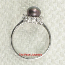 Load image into Gallery viewer, Solid Sterling Silver .925 Black-Peacock Pearl Halo Ring