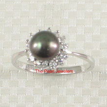 Load image into Gallery viewer, Solid Sterling Silver .925 Black-Peacock Pearl Halo Ring