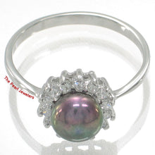 Load image into Gallery viewer, Solid Sterling Silver .925 Black-Peacock Pearl Halo Ring