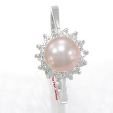 Load image into Gallery viewer, Solid Sterling Silver .925 Lavender-Pink Pearl Halo Ring