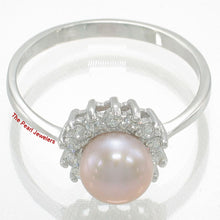 Load image into Gallery viewer, Solid Sterling Silver .925 Lavender-Pink Pearl Halo Ring