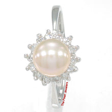 Load image into Gallery viewer, Solid Sterling Silver .925 Pink-Peach Pearl Halo Ring