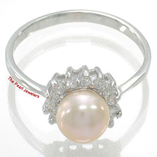 Load image into Gallery viewer, Solid Sterling Silver .925 Pink-Peach Pearl Halo Ring