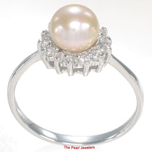 Load image into Gallery viewer, Solid Sterling Silver .925 Pink-Peach Pearl Halo Ring