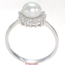 Load image into Gallery viewer, Solid Sterling Silver .925 White Freshwater Pearl Halo Ring