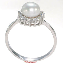 Load image into Gallery viewer, Solid Sterling Silver .925 White Freshwater Pearl Halo Ring