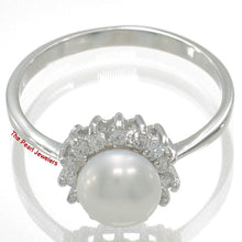 Load image into Gallery viewer, Solid Sterling Silver .925 White Freshwater Pearl Halo Ring
