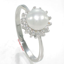 Load image into Gallery viewer, Solid Sterling Silver .925 White Freshwater Pearl Halo Ring