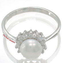 Load image into Gallery viewer, Solid Sterling Silver .925 White Freshwater Pearl Halo Ring