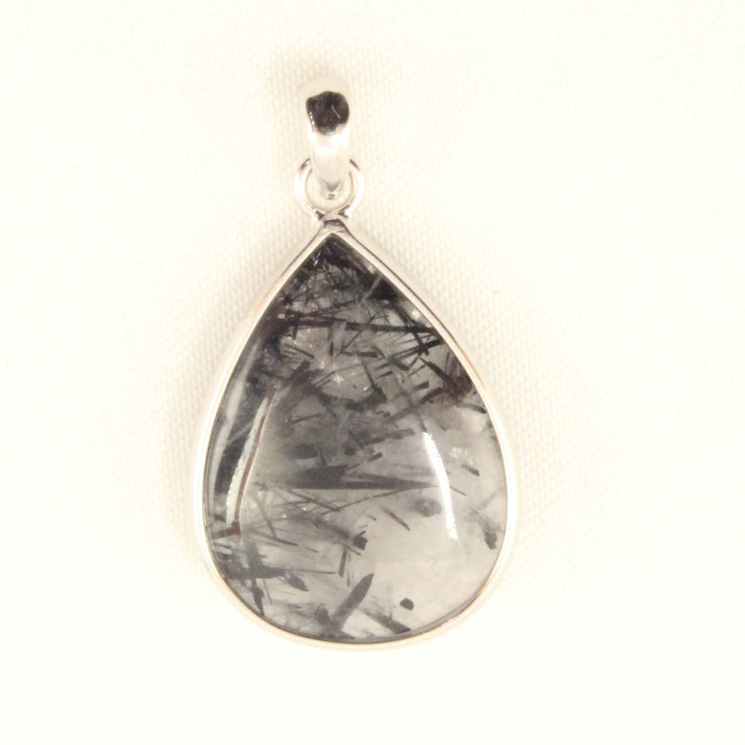 Black Rutilated Quartz 18 mm Raindrop Pendant