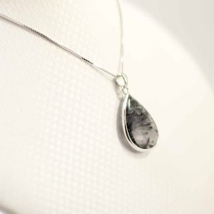 Black Rutilated Quartz 18 mm Raindrop Pendant