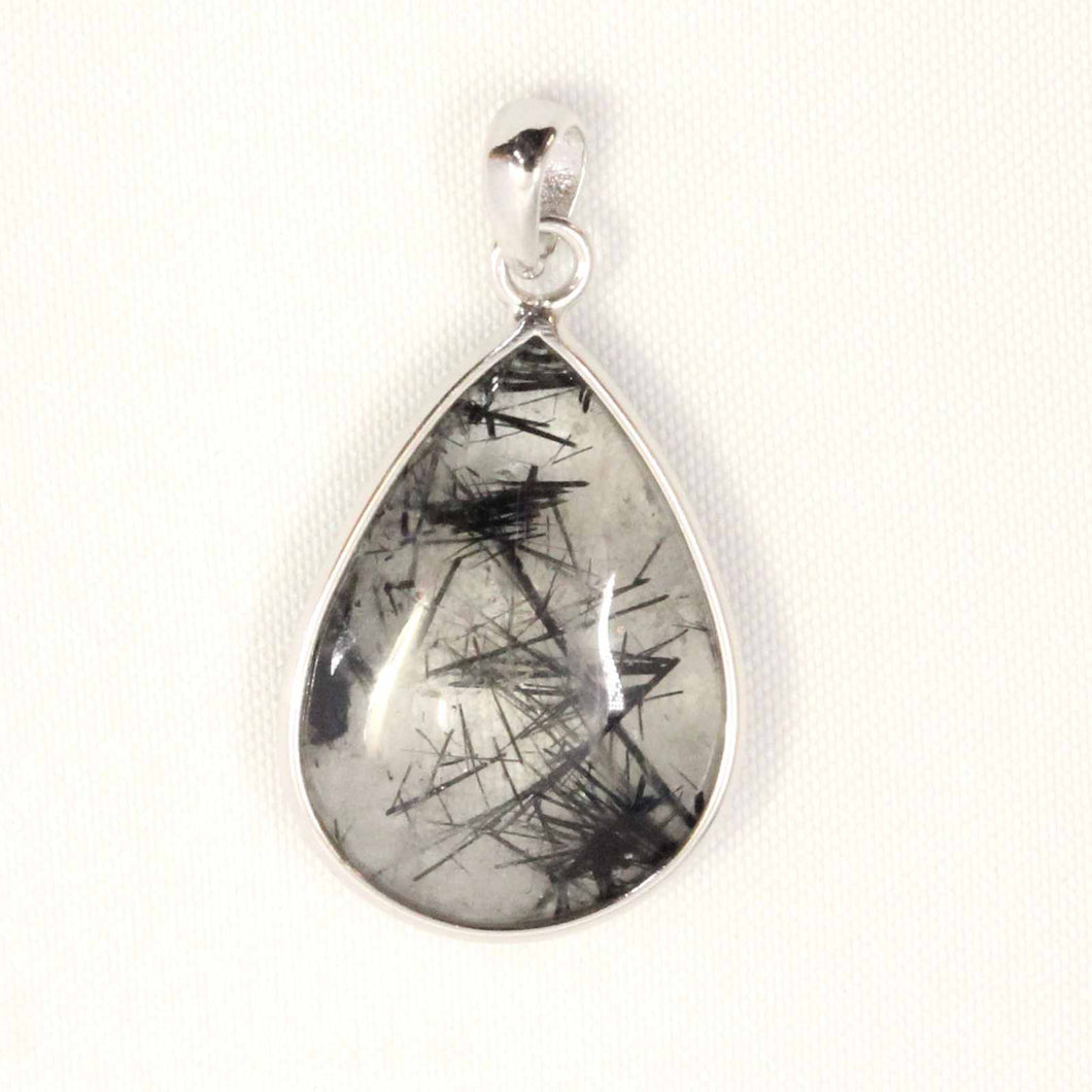 Black Rutilated Quartz 17 mm Raindrop Pendant