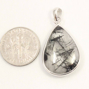 Black Rutilated Quartz 17 mm Raindrop Pendant