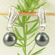 Load image into Gallery viewer, Solid Sterling Silver .925 Black Tahitian Pearl Euro-Back Dangle Earrings