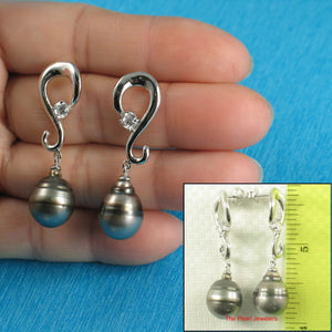 Solid Sterling Silver .925 Gray-Silver Tahitian Pearl Dangle Stud Earrings