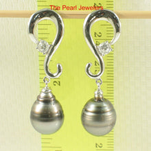 Load image into Gallery viewer, Solid Sterling Silver .925 Gray-Silver Tahitian Pearl Dangle Stud Earrings