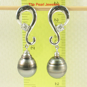 Solid Sterling Silver .925 Gray-Silver Tahitian Pearl Dangle Stud Earrings