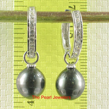 Load image into Gallery viewer, Solid Sterling Silver .925 Black-Peacock Tahitian Pearl C-Hoop Earrings