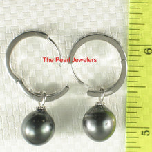 Load image into Gallery viewer, Solid Sterling Silver .925 Black-Peacock Tahitian Pearl C-Hoop Earrings