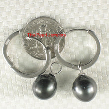 Load image into Gallery viewer, Solid Sterling Silver .925 Black-Peacock Tahitian Pearl C-Hoop Earrings
