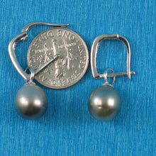 Load image into Gallery viewer, Solid Sterling Silver .925 Silver-Gray Tahitian Pearl Euro-Back Earrings
