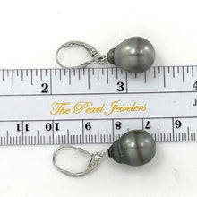 Load image into Gallery viewer, Genuine Tahitian Black Pearl Leverback Dangle Earrings