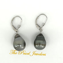 Load image into Gallery viewer, Genuine Tahitian Black Pearl Leverback Dangle Earrings