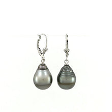 Load image into Gallery viewer, Genuine Tahitian Black Pearl Leverback Dangle Earrings