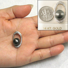 Load image into Gallery viewer, Tahitian Pearl Oval Diamond Pendant 14k Yellow Gold